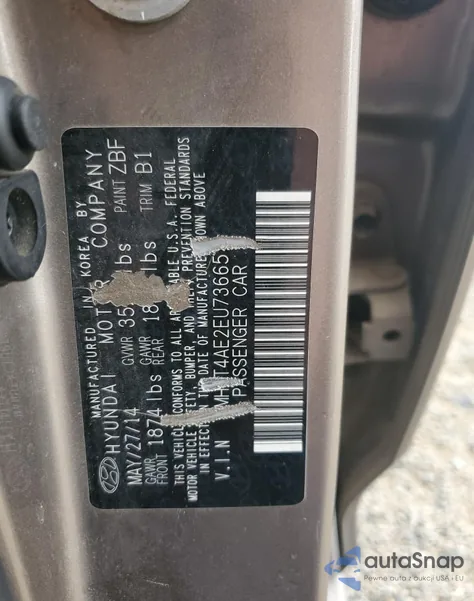 2014 Hyundai Accent Gls z USA, uszkodzony, nr VIN KMHCT4AE2EU736651